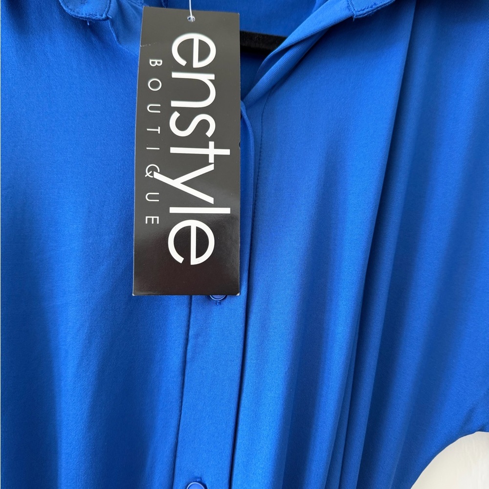 Blue Button-Up Jumpsuit - Picture 3 of 5